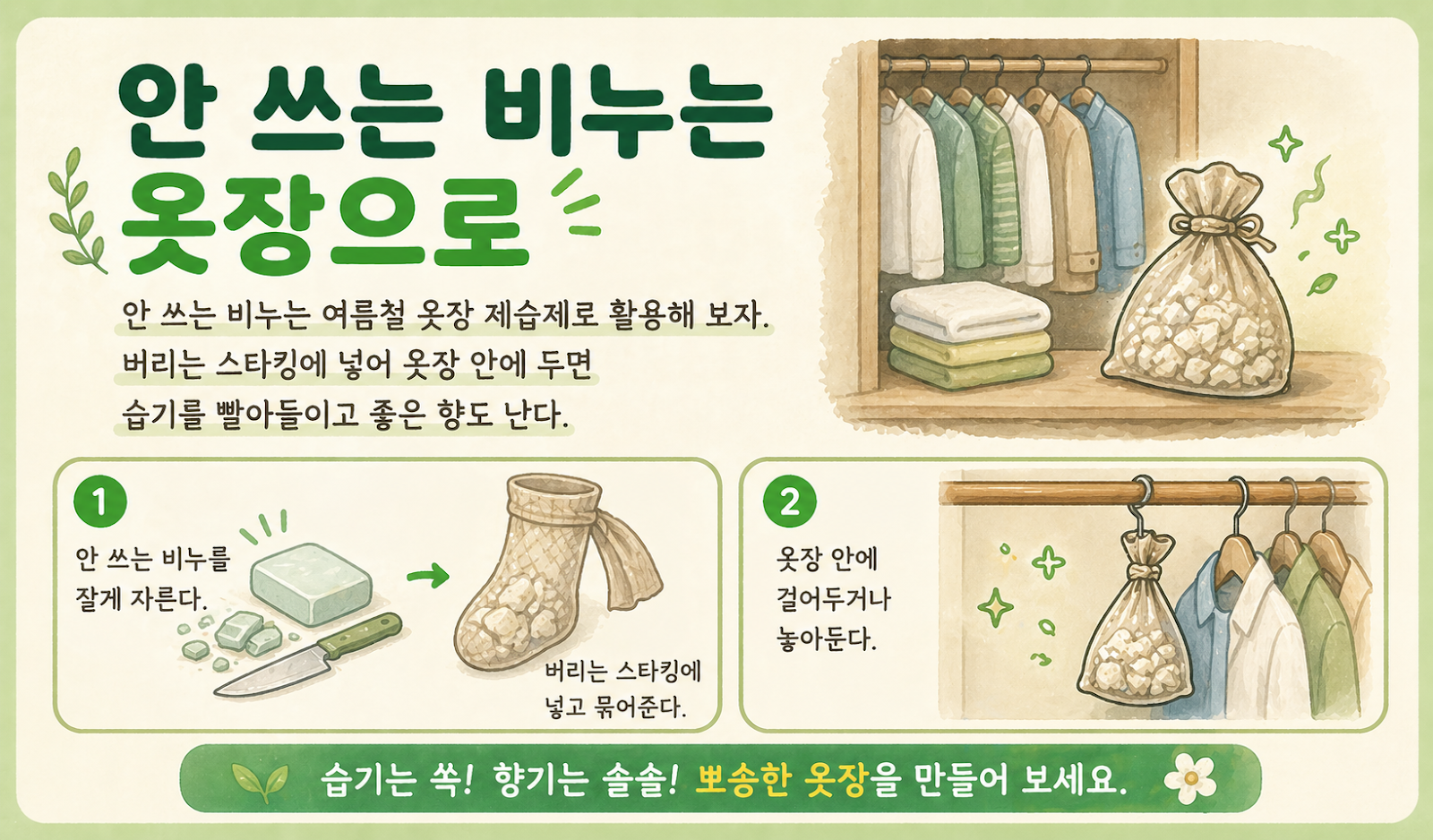 안 쓰는 비누 버리지 마세요, 옷장 습기와 냄새 잡는 초간단 활용법