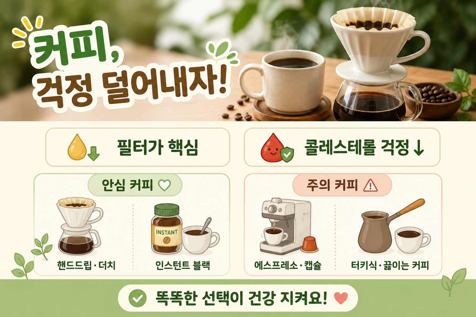 콜레스테롤 높다고 커피 끊지 마세요 종이 필터만 바꿔도 달라집니다