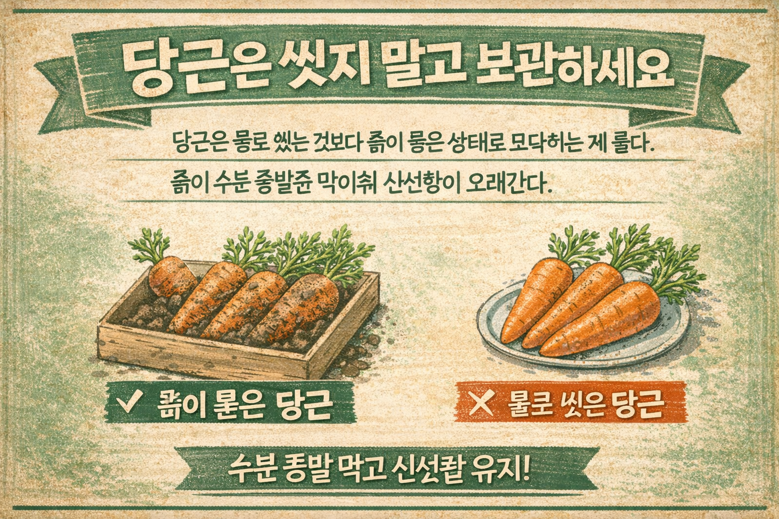 당근은 씻지 말고 보관하세요, 흙 묻은 채 더 오래 신선한 보관법