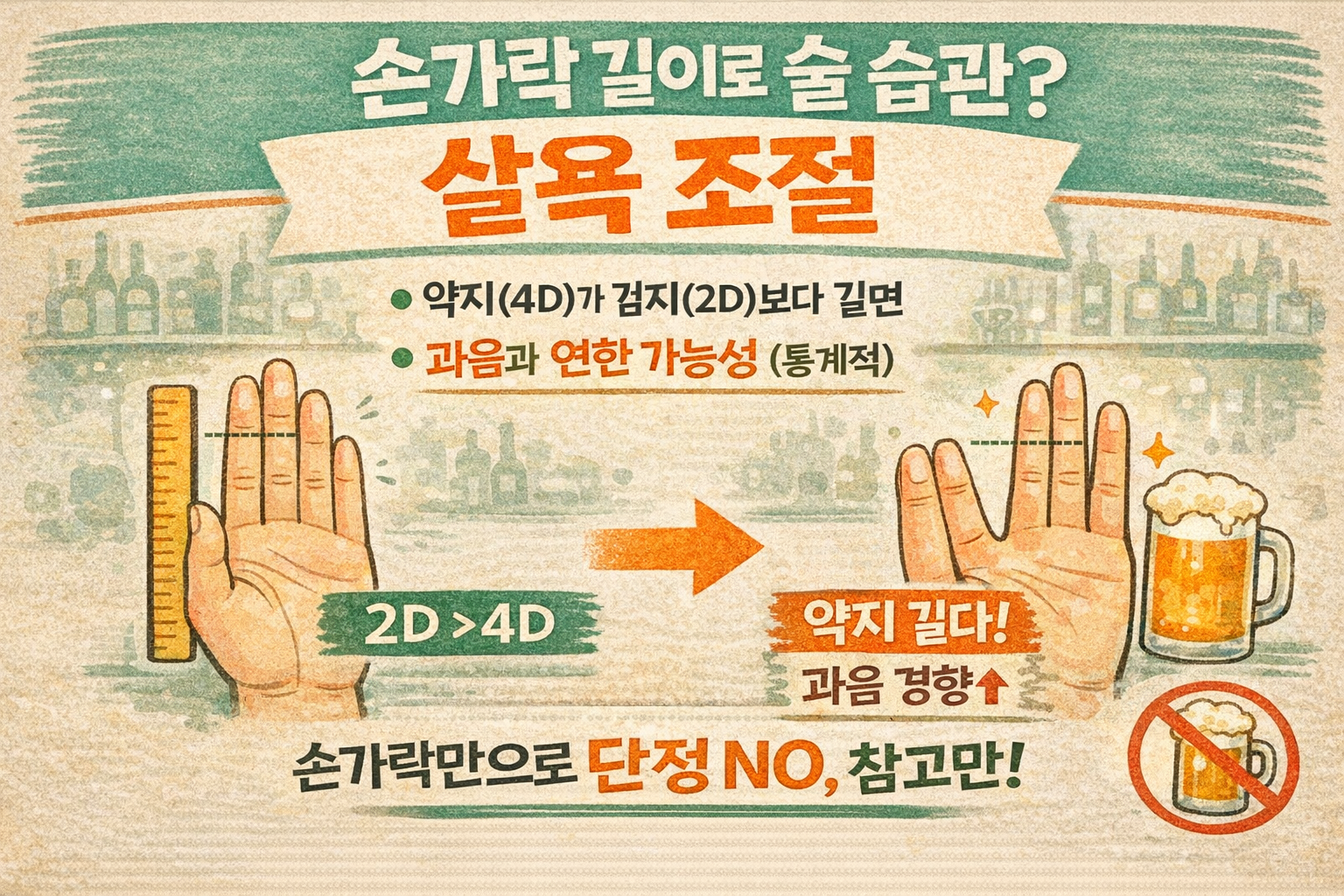 약지가 길면 술을 더 마신다? 2D:4D 손가락비율과 과음 연관성(태아기 호르몬)