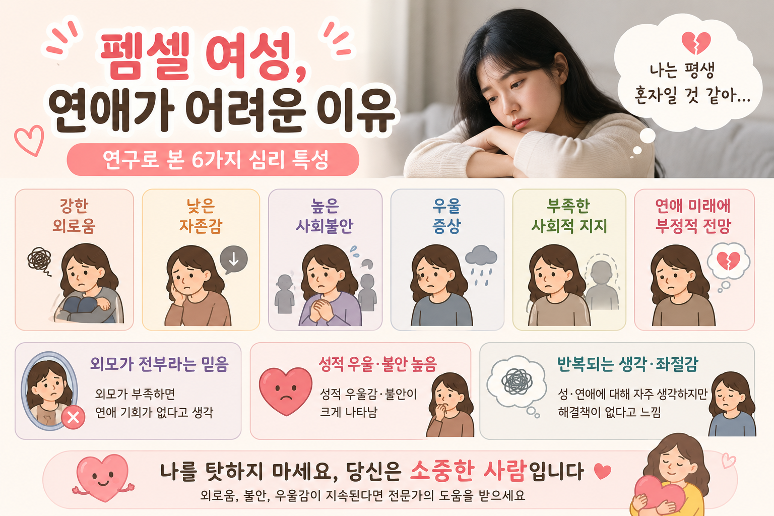 “나는 평생 혼자일 것 같다”…‘펨셀’ 여성에게 나타난 6가지 심리 특징