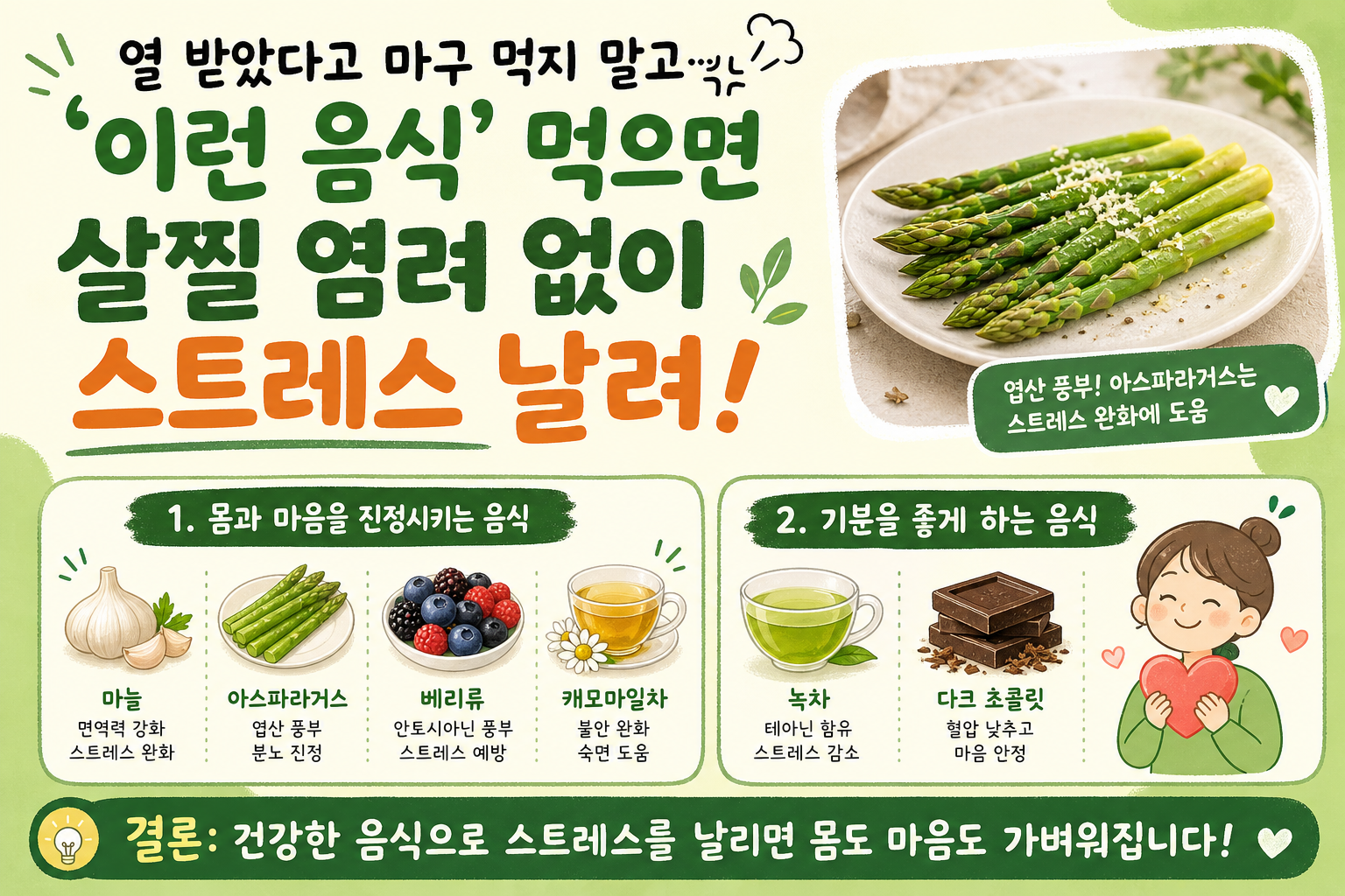 스트레스 받을 때 폭식 말고 이것 먹자, 살 안 찌는 스트레스 해소 음식 6가지