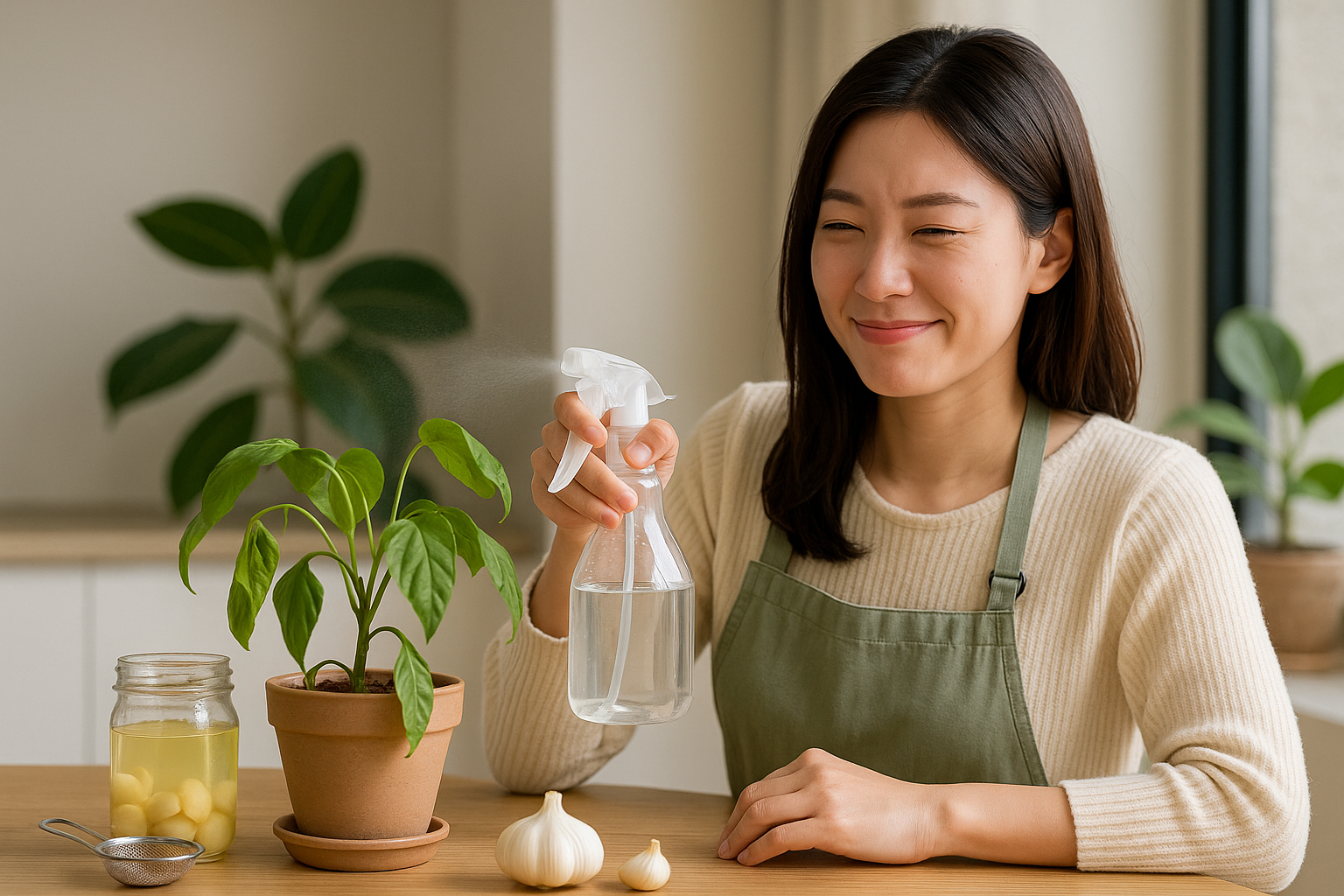 시든 화초 살리는 법: 마늘 물 분무로 병해충 잡고 활력 회복