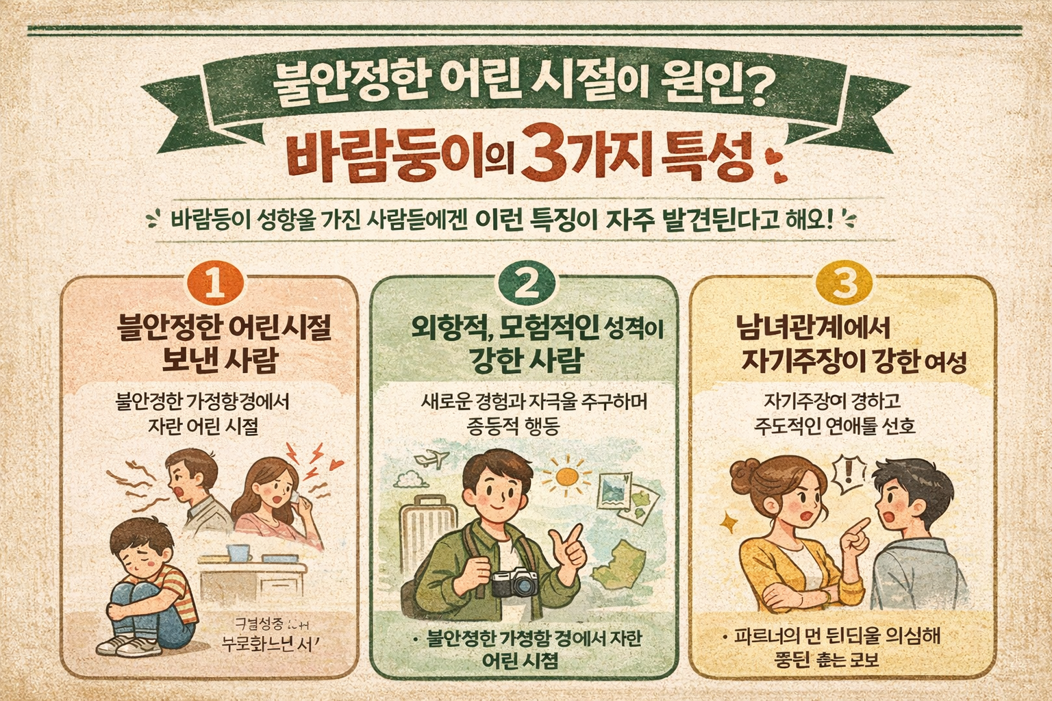 불안정한 어린 시절 때문일까? 바람둥이에게 자주 보이는 3가지 특성