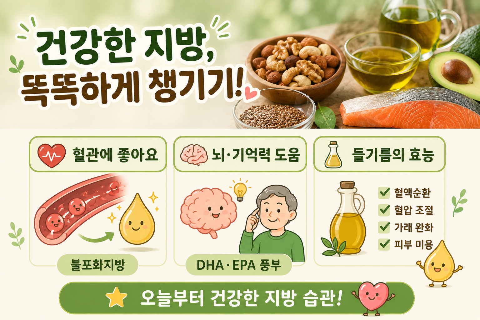 중년이라면 꼭 먹어야 할 ‘건강한 지방’… 혈관·뇌 건강 지키는 음식