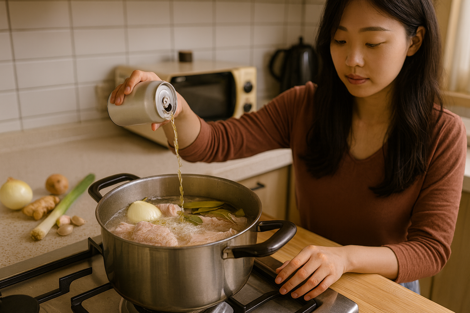 수육 삶을 때 맥주 한 컵: 잡내 잡고 부드럽게 삶는 비법
