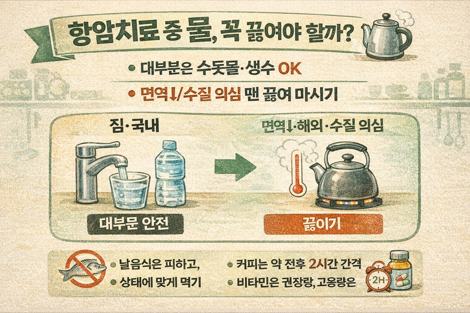 항암치료 중 물 꼭 끓여야 할까? 종양내과 의사가 알려준 음식·커피·비타민 주의사항
