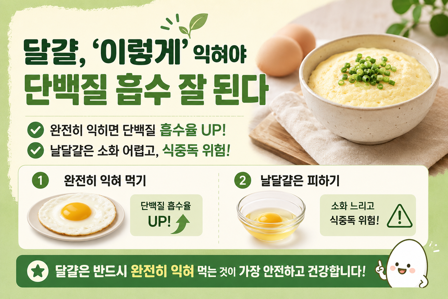 달걀 반숙보다 완숙? 단백질 흡수율 91% 높이는 익힘법