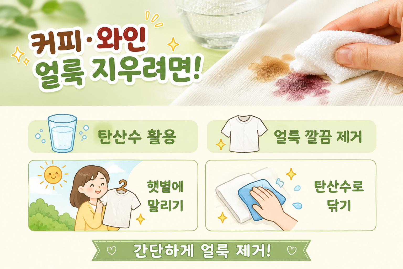 커피·와인 얼룩 지우는 법, 무가당 탄산수 하나면 간단 해결