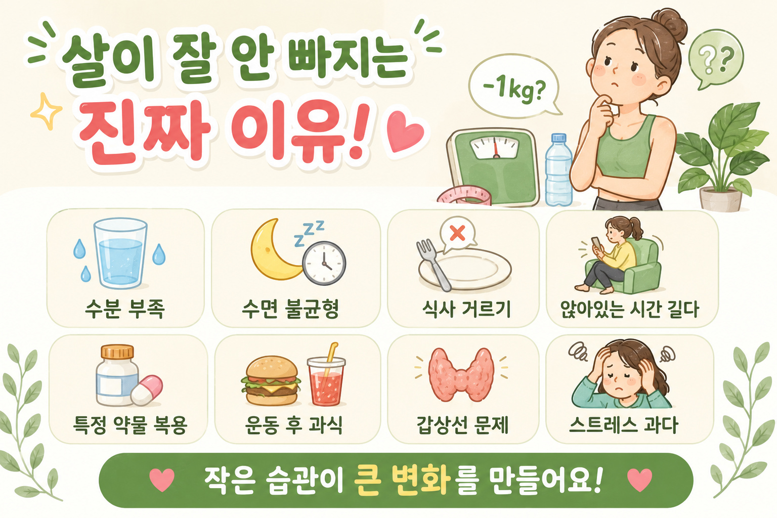 다이어트해도 살 안 빠지는 이유 7가지, 의지 문제가 아닐 수 있습니다