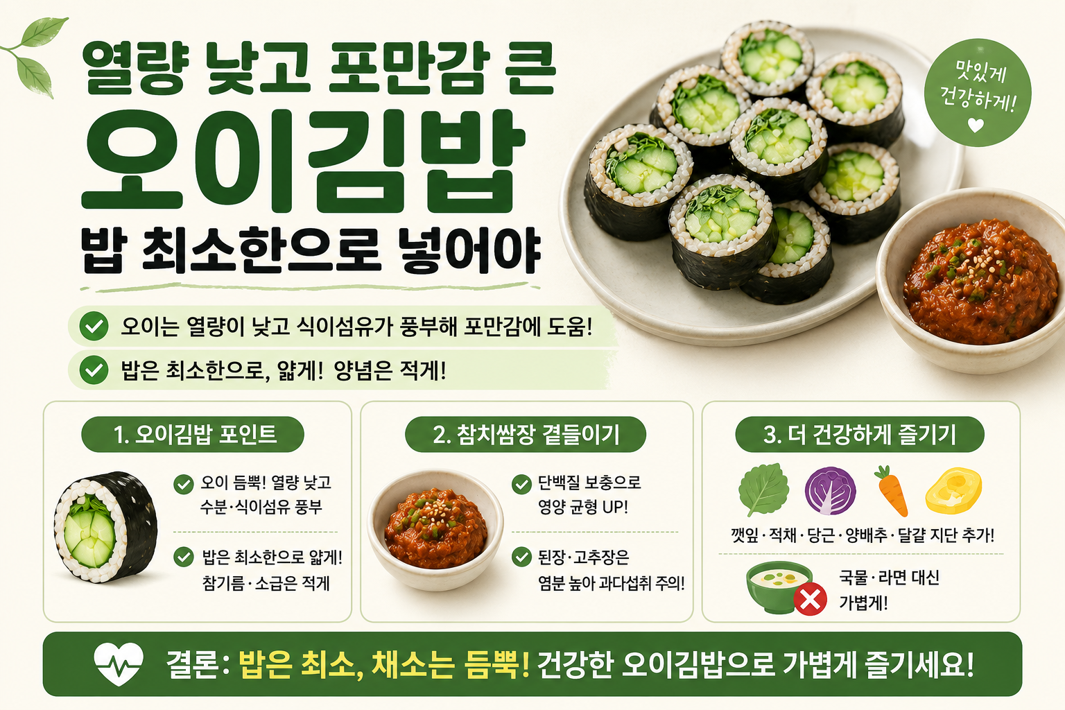 오윤아 오이김밥 다이어트, 밥 줄이고 참치쌈장 더하는 법