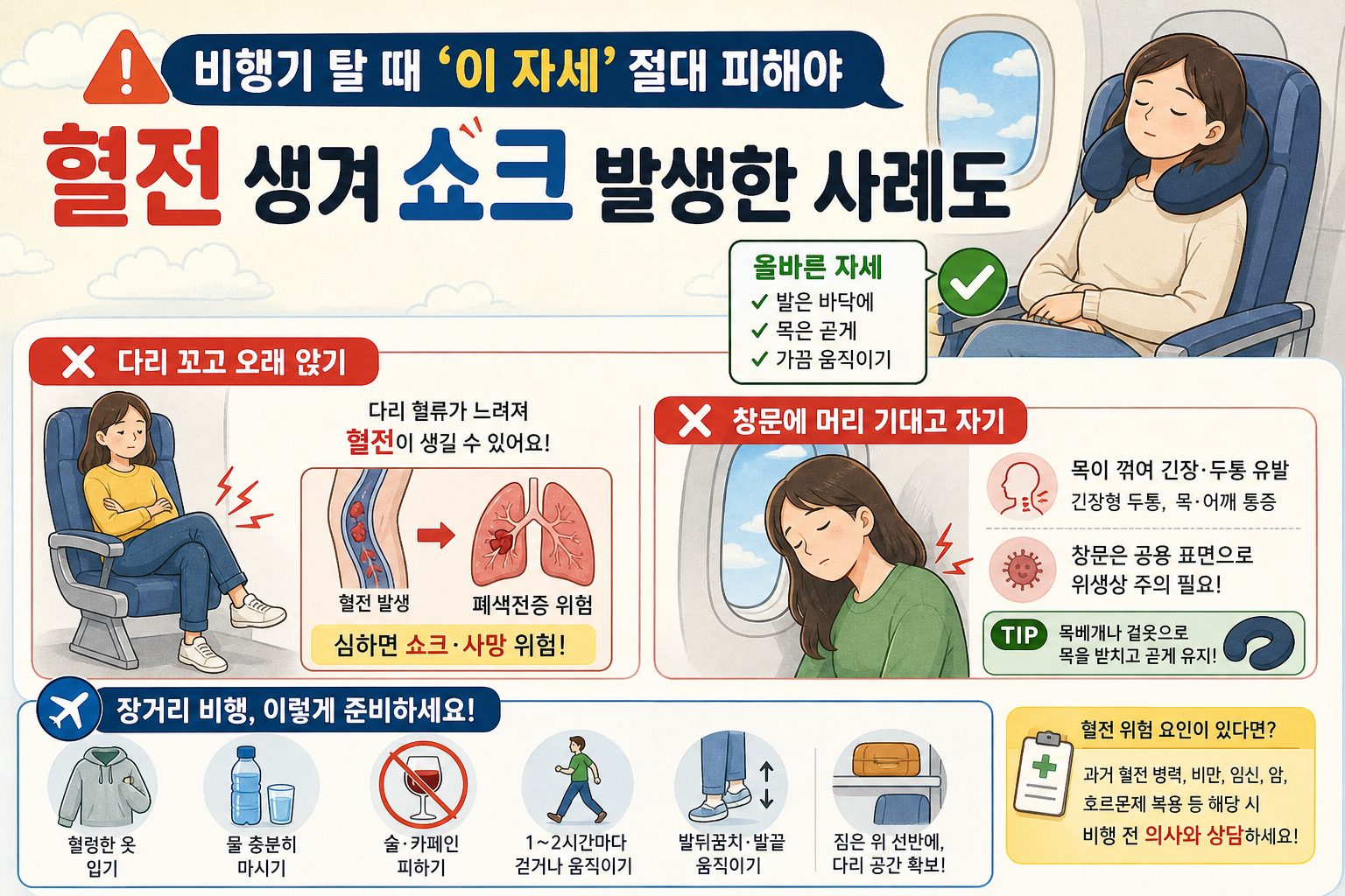비행기 탈 때 다리 꼬면 위험…혈전·폐색전증 부르는 최악의 자세