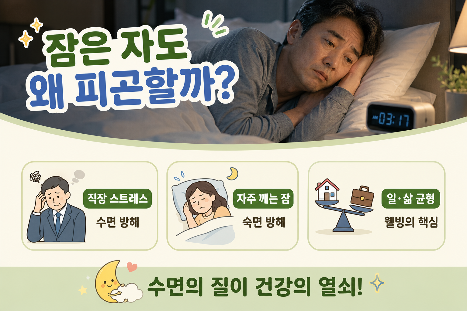 7시간 자도 아침마다 피곤한 이유…50대 직장인 70%가 겪은 ‘자주 깨는 잠’