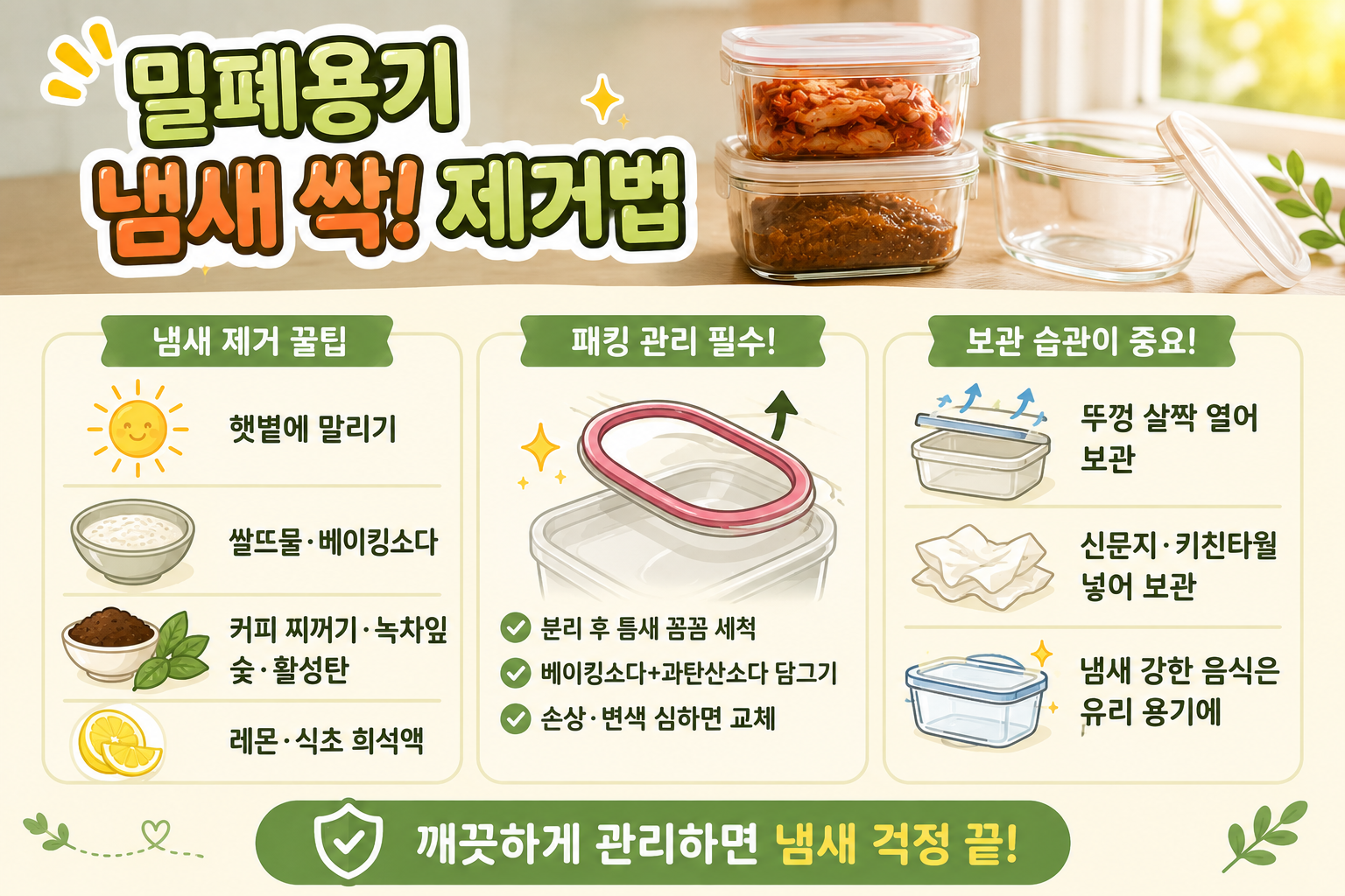 씻어도 나는 김치통 냄새, 밀폐용기 고무패킹까지 확인해야 사라집니다