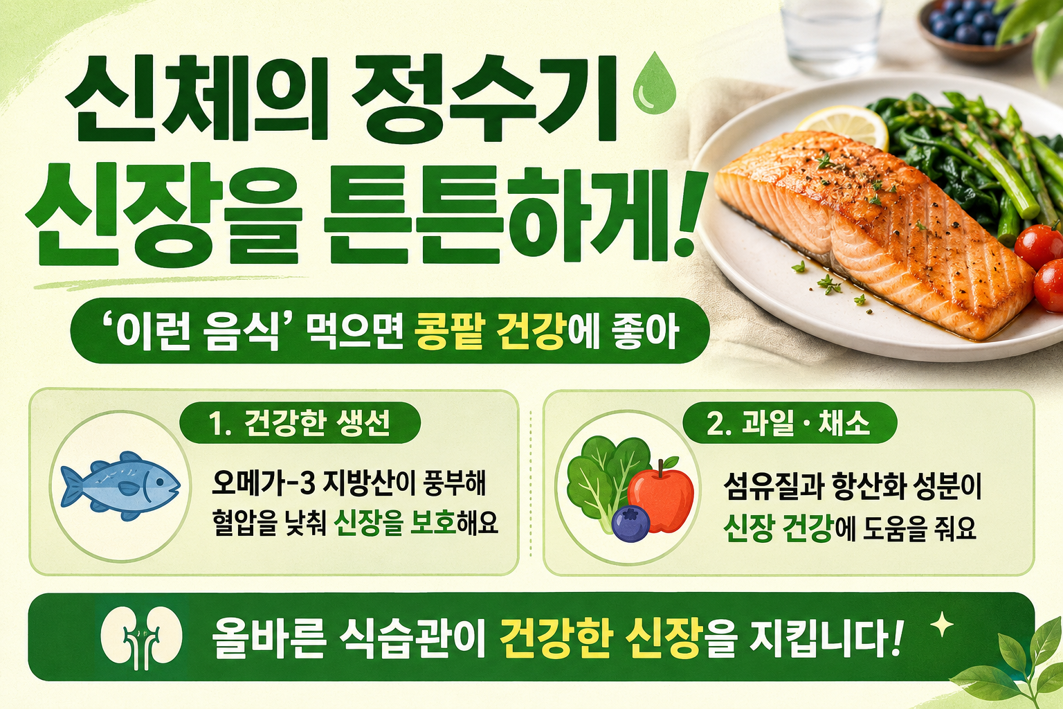 신장에 좋은 음식 따로 있습니다! 콩팥 지키는 식단과 꼭 주의할 음식