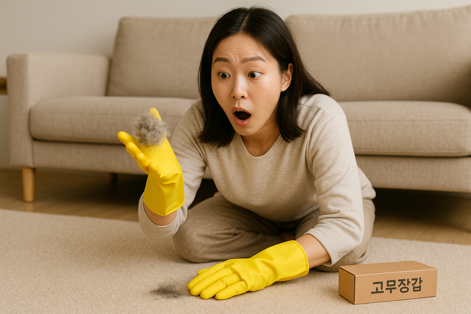 카펫 먼지·머리카락 제거, 고무장갑 하나면 끝!