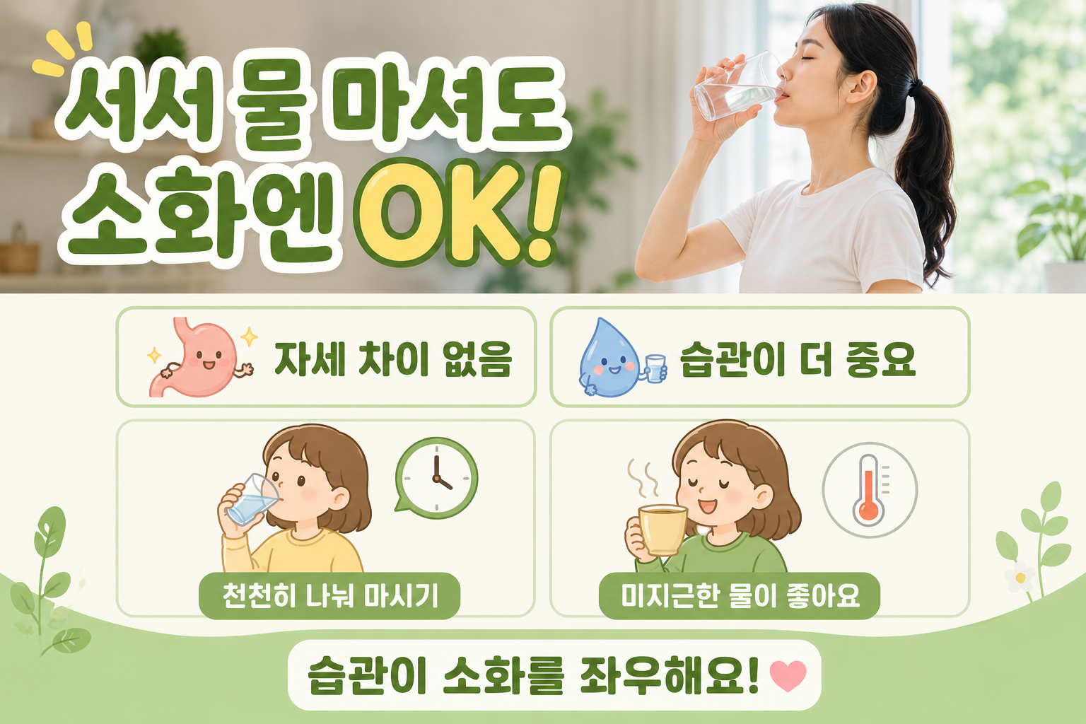 서서 물 마시면 소화 안 된다? 진짜 문제는 자세가 아니라 마시는 속도