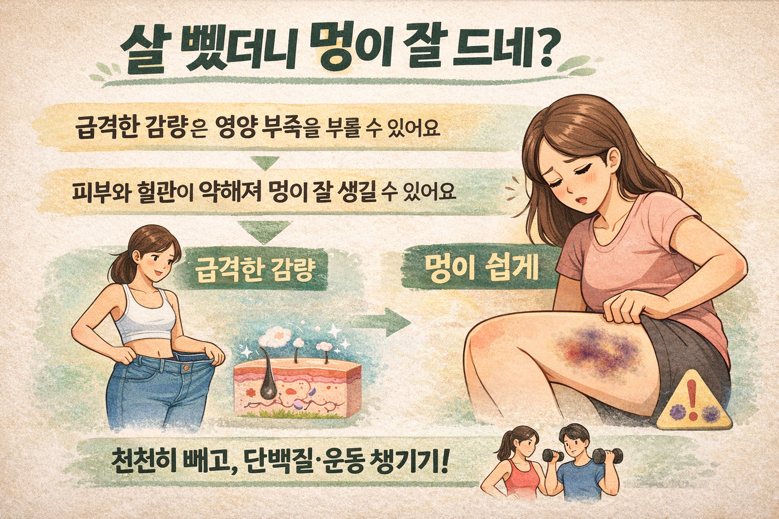 살 뺐더니 멍이 잘 드네? 급격한 다이어트가 위험한 진짜 이유