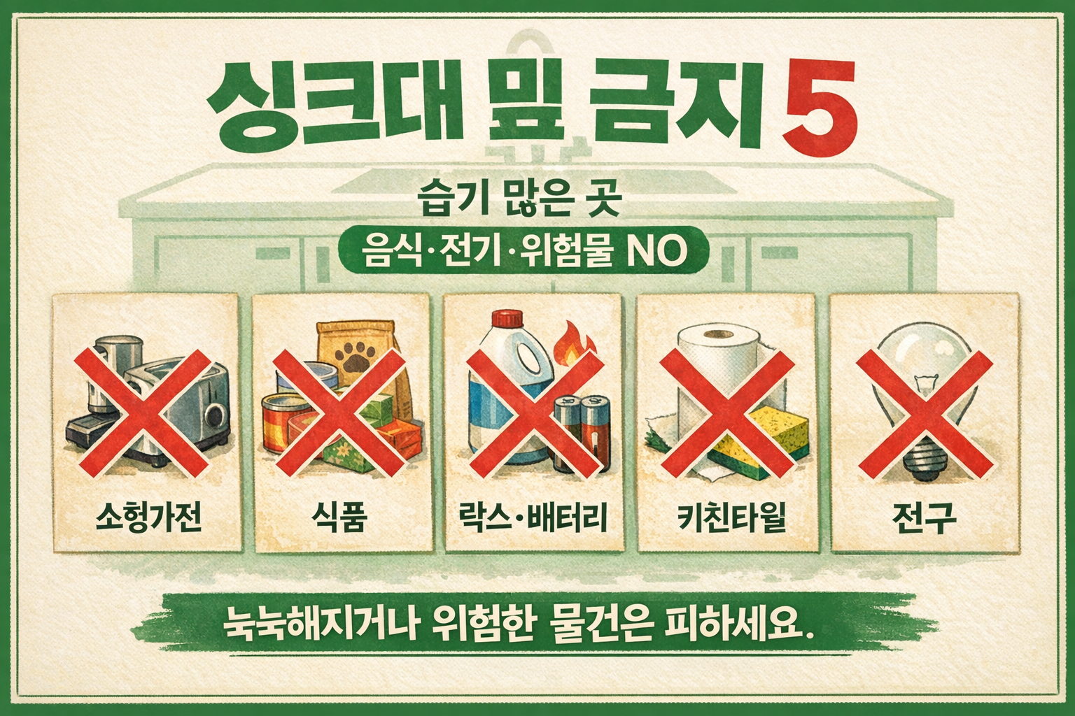 싱크대 밑에 두면 곰팡이·누전 위험… 절대 보관하면 안 되는 물건 5가지