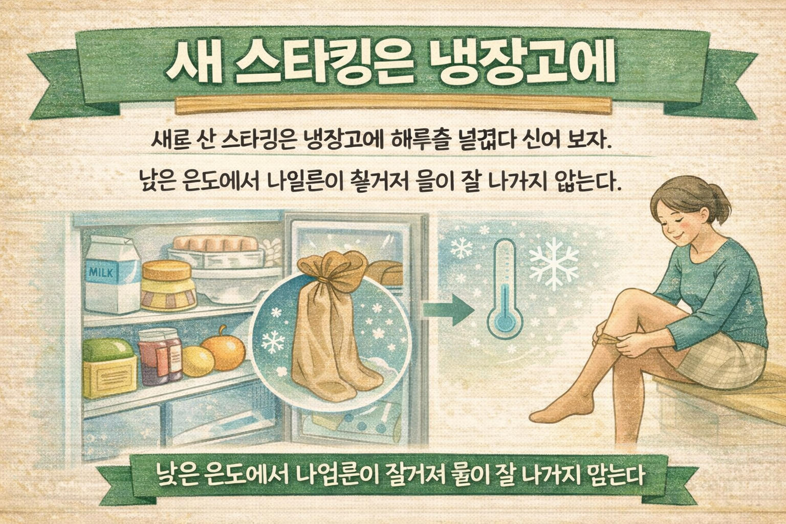 새 스타킹은 냉장고에, 올 안 나가게 오래 신는 초간단 방법