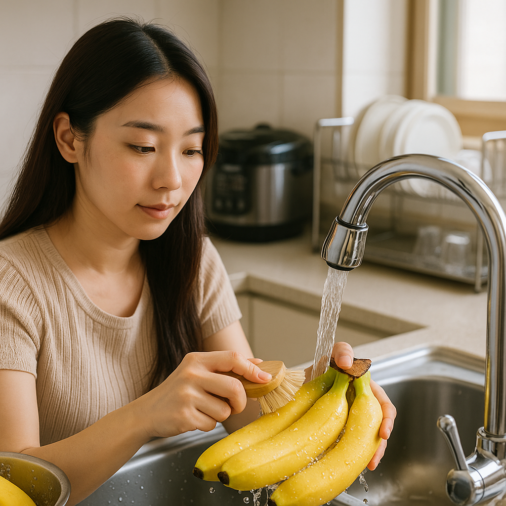 바나나는 씻고 드세요: 흐르는 물 세척으로 잔류 농약 줄이고 꼭지 부위까지 안전하게