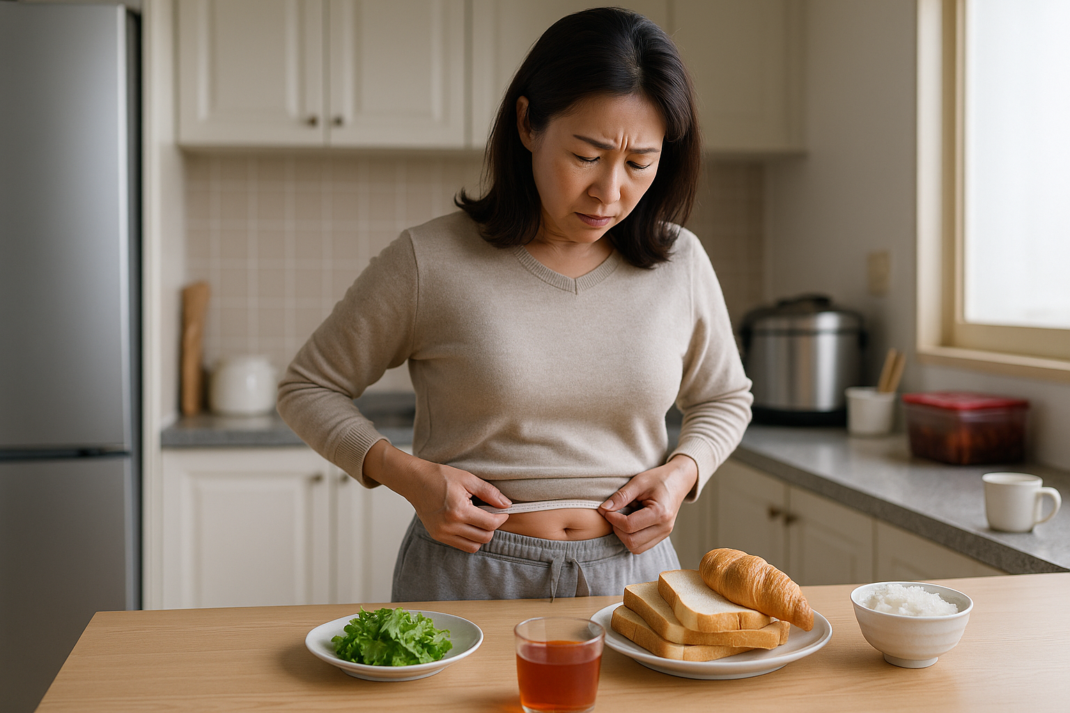너무 안 먹어도 살찐다? 나잇살 부르는 최악 식습관 4 — 소식·흰 탄수·단백질·철분 부족·카페인 회피