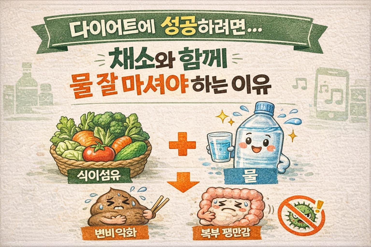 다이어트할 때 물 꼭 마셔야 하는 이유, 식이섬유만 늘리면 변비 온다