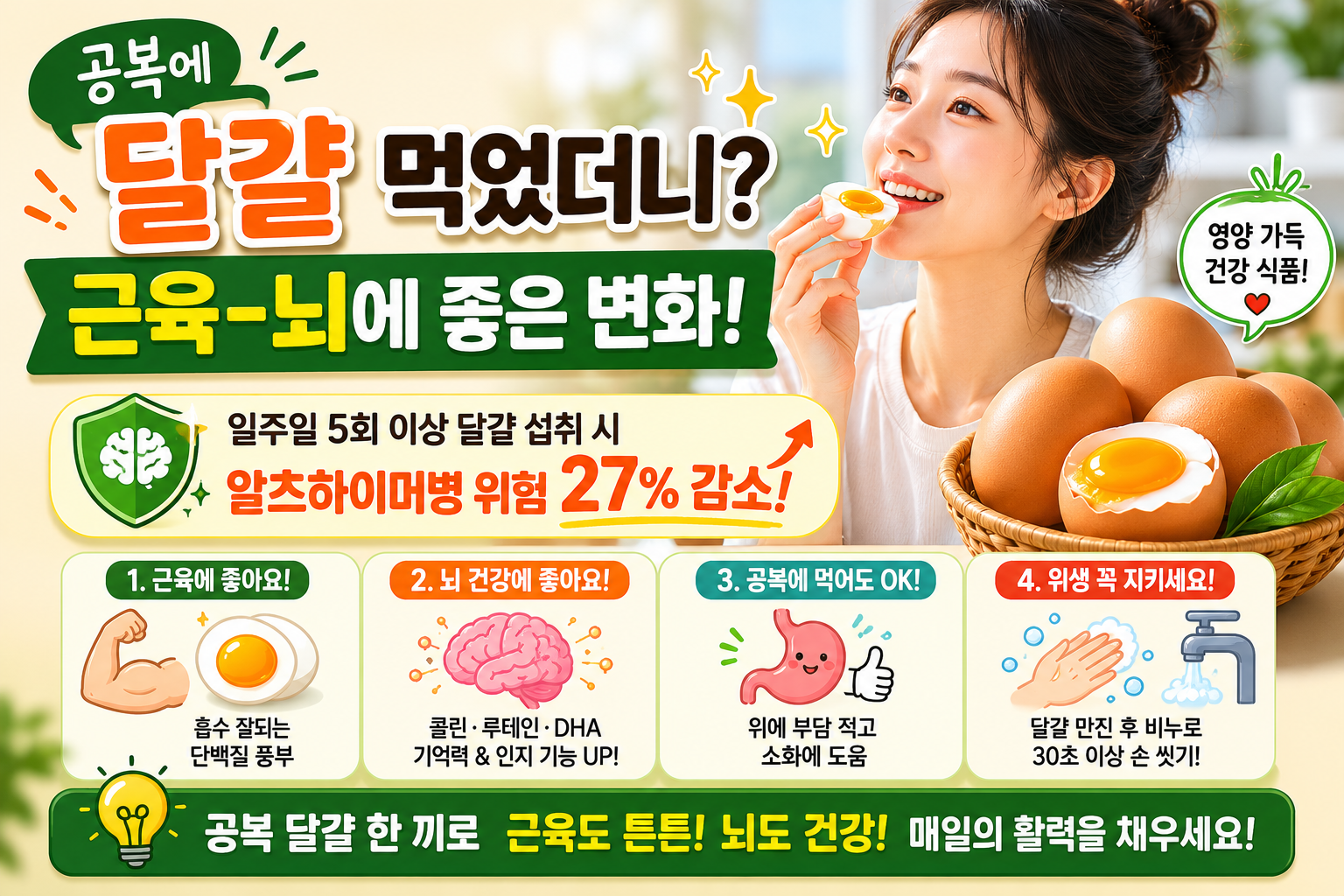 공복 달걀 먹었더니 근육·뇌 건강에 생긴 변화, 요즘 꼭 알아야 할 주의점