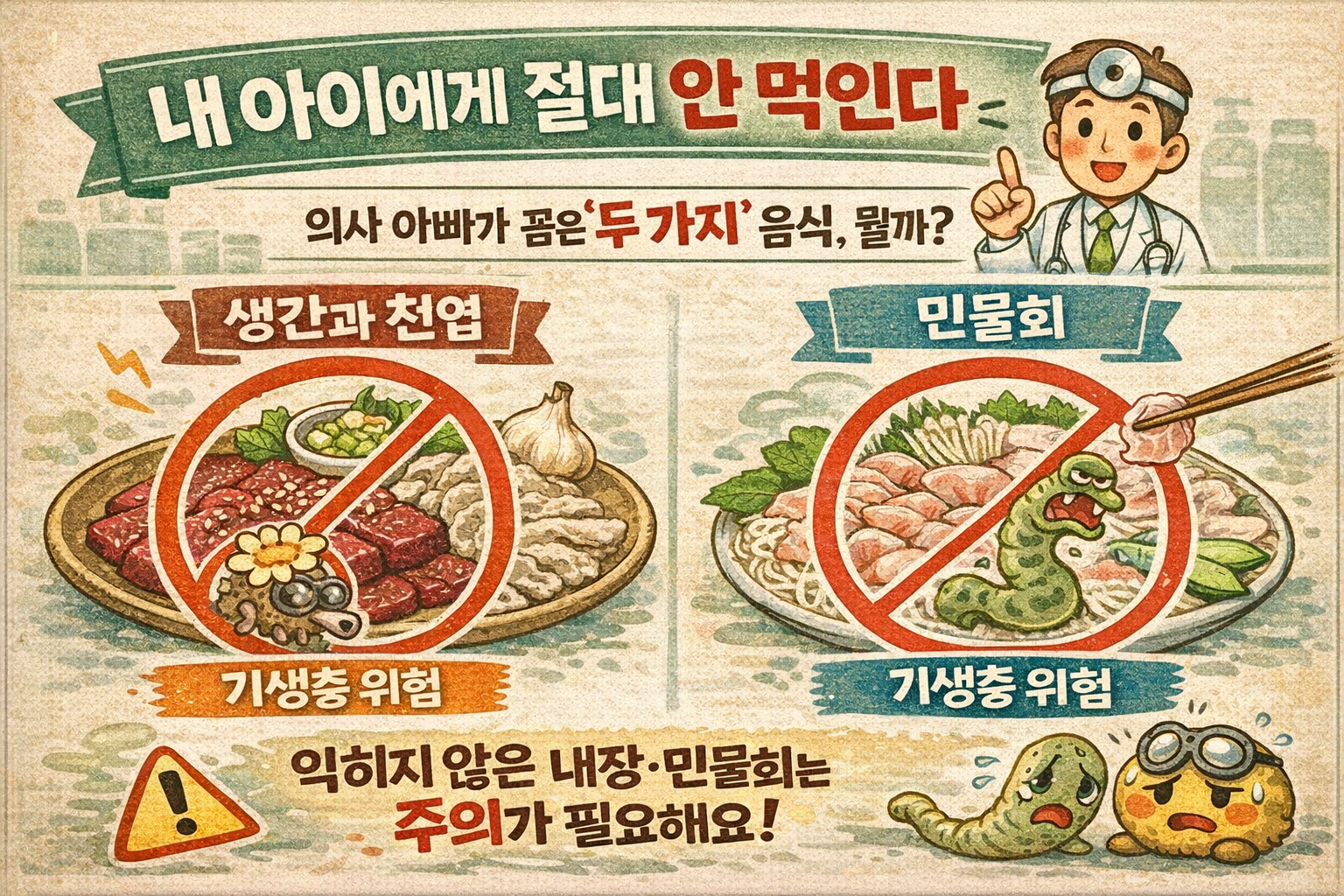 아이에게 절대 먹이면 안 되는 음식 2가지, 생간·민물회 주의