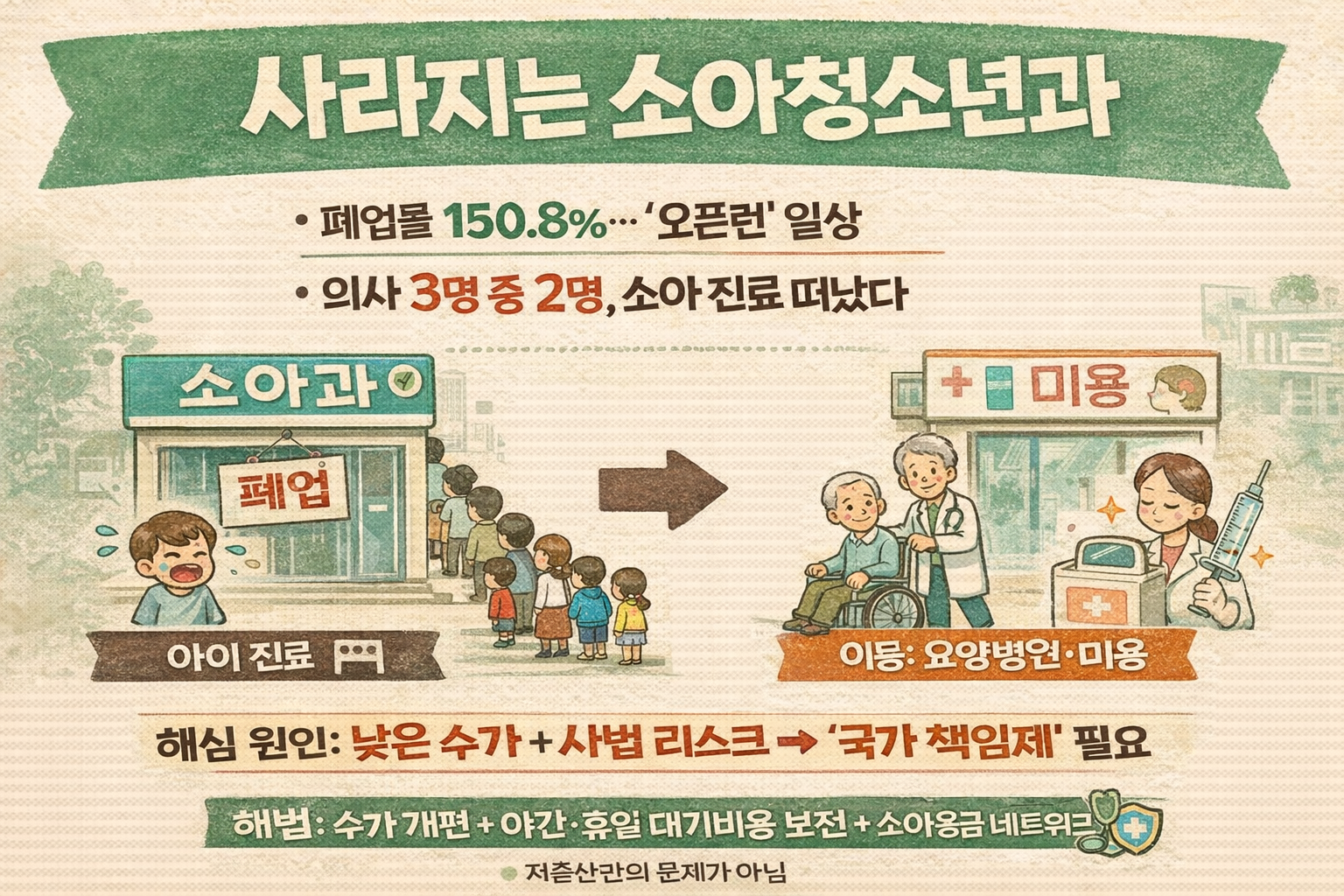 폐업률 151% 쇼크, 소아과 의사는 왜 떠났나? 저수가·사법리스크의 민낯