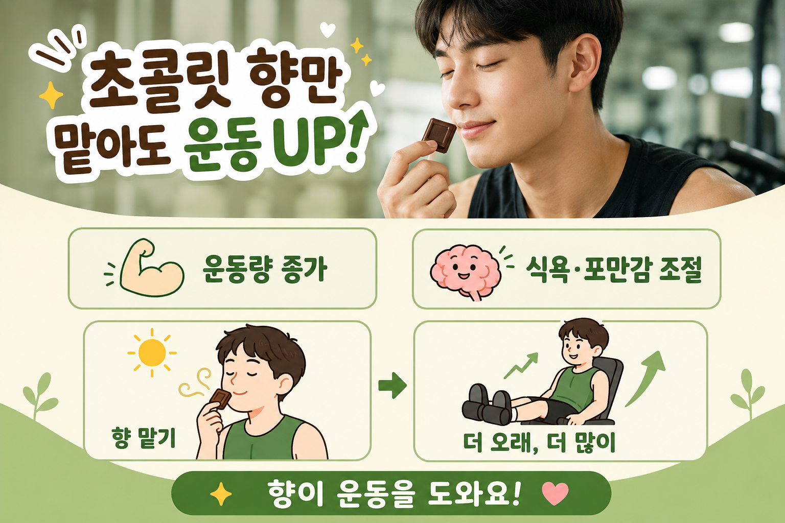 운동 전 초콜릿 향 30초 맡았더니…하체 운동 18회 더 했다
