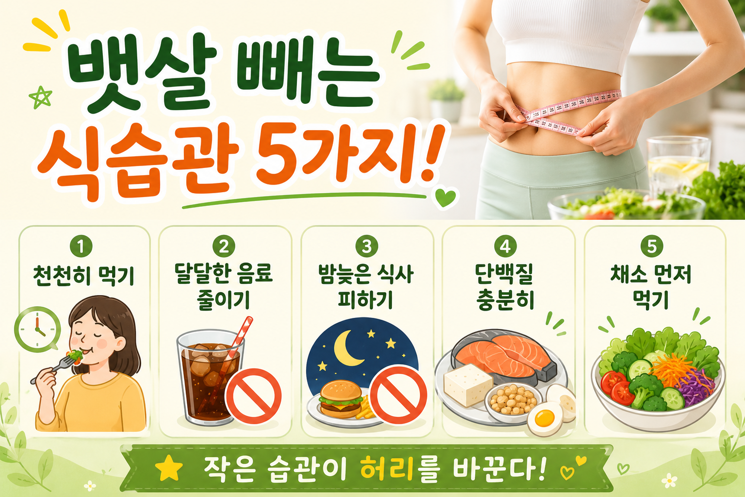 뱃살 안 빠지는 이유, 운동보다 먼저 고쳐야 할 식습관 5가지