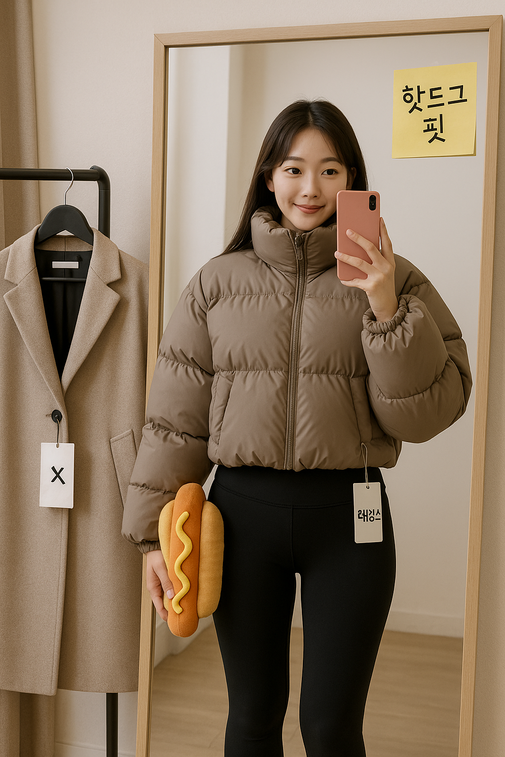 다이어트 없이 날씬해 보이는 코디: 색상 매치+숏 아우터·슬림 하의 ‘핫도그 핏’