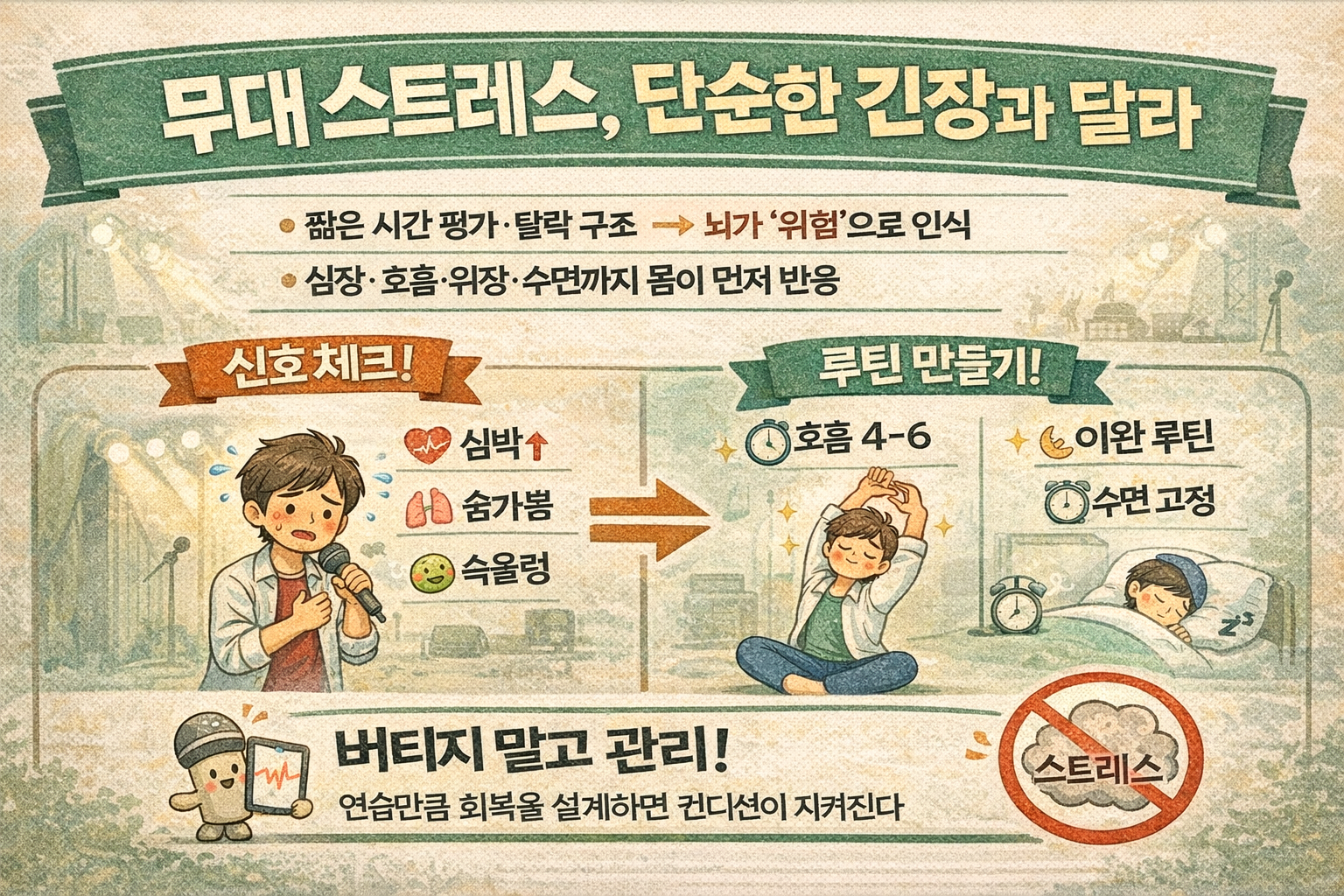 무대 스트레스는 왜 ‘단순 긴장’이 아닐까? 증상 신호와 컨디션 관리법