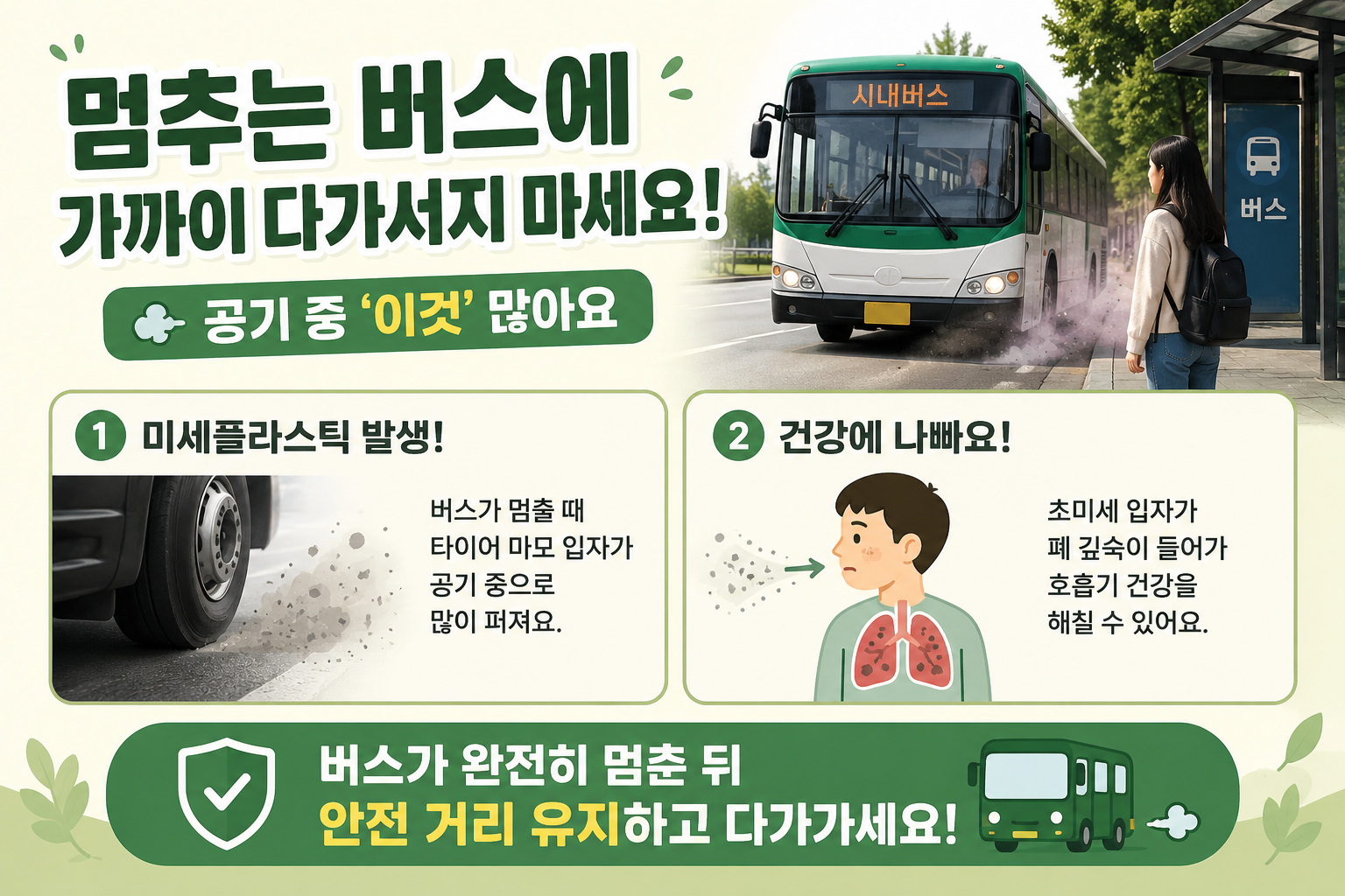 버스 멈출 때 가까이 서면 위험? 타이어 미세플라스틱 주의