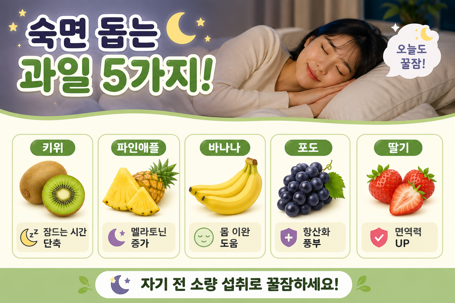 잠들기 전 먹으면 꿀잠 부르는 과일 5가지, 불면증 있다면 꼭 보세요