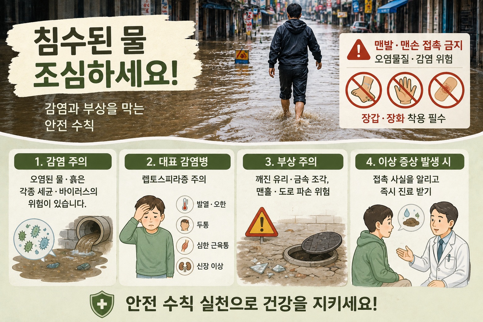 렙토스피라증 증상, 침수 흙탕물 접촉 후 발열과 근육통을 주의해야 하는 이유