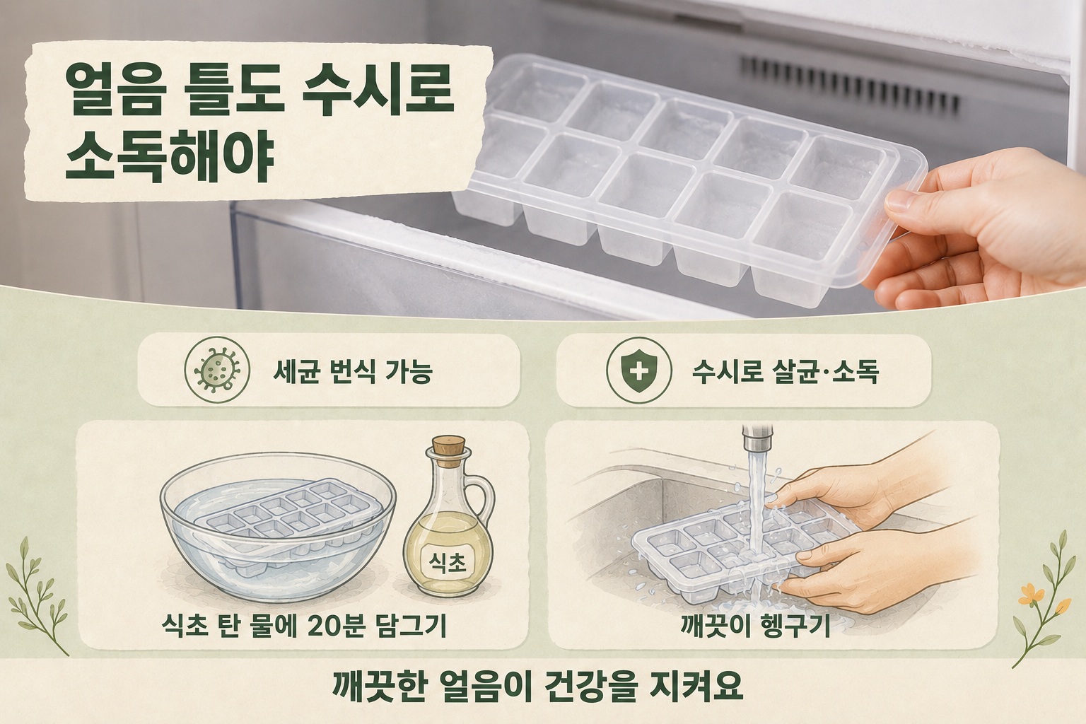 얼음틀 세척 방법, 식초물에 20분 담가 깨끗하게 관리하는 법