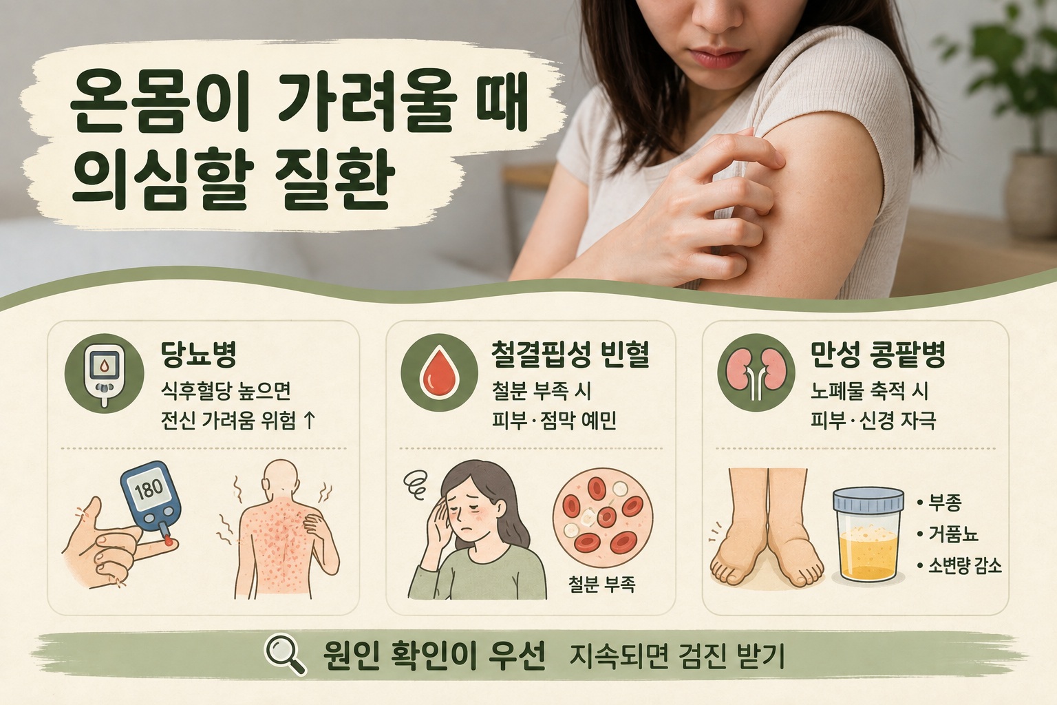전신 가려움 원인, 보습해도 계속 가렵다면 의심할 3가지 질환