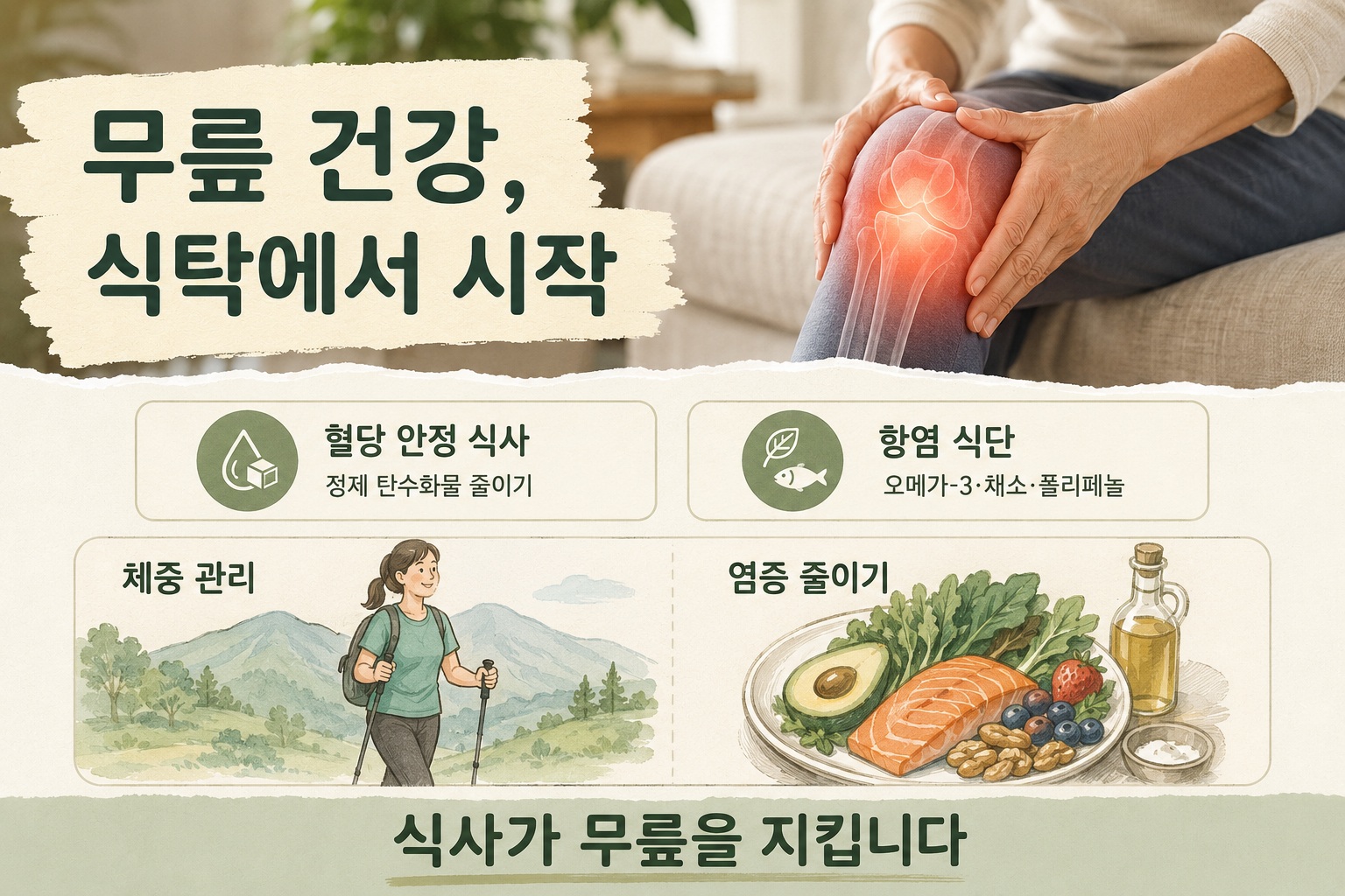무릎 퇴행성관절염 식단, 체중과 염증 관리가 중요한 이유