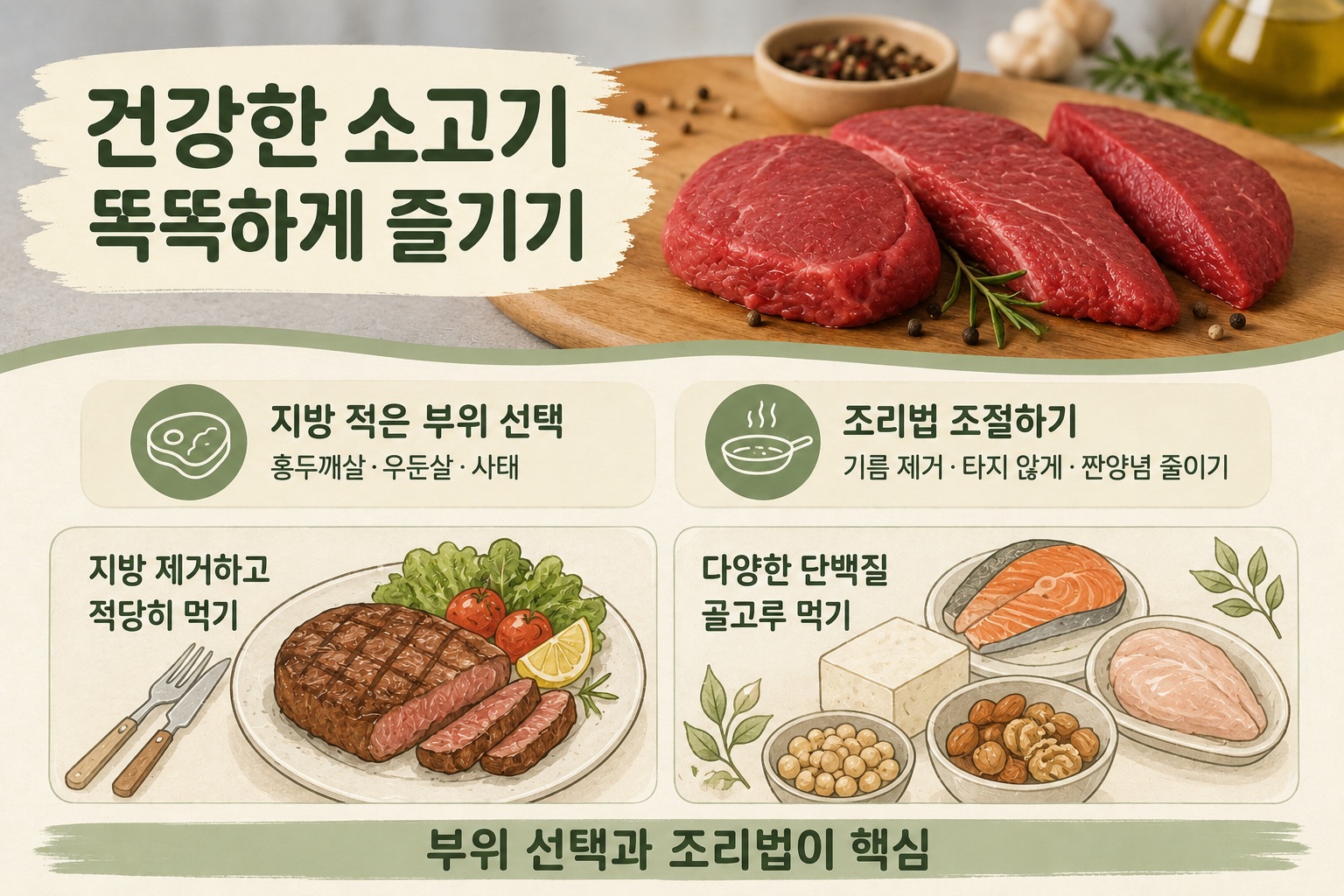 소고기 지방 적은 부위는? 홍두깨살·우둔살 고르는 법과 건강한 조리법
