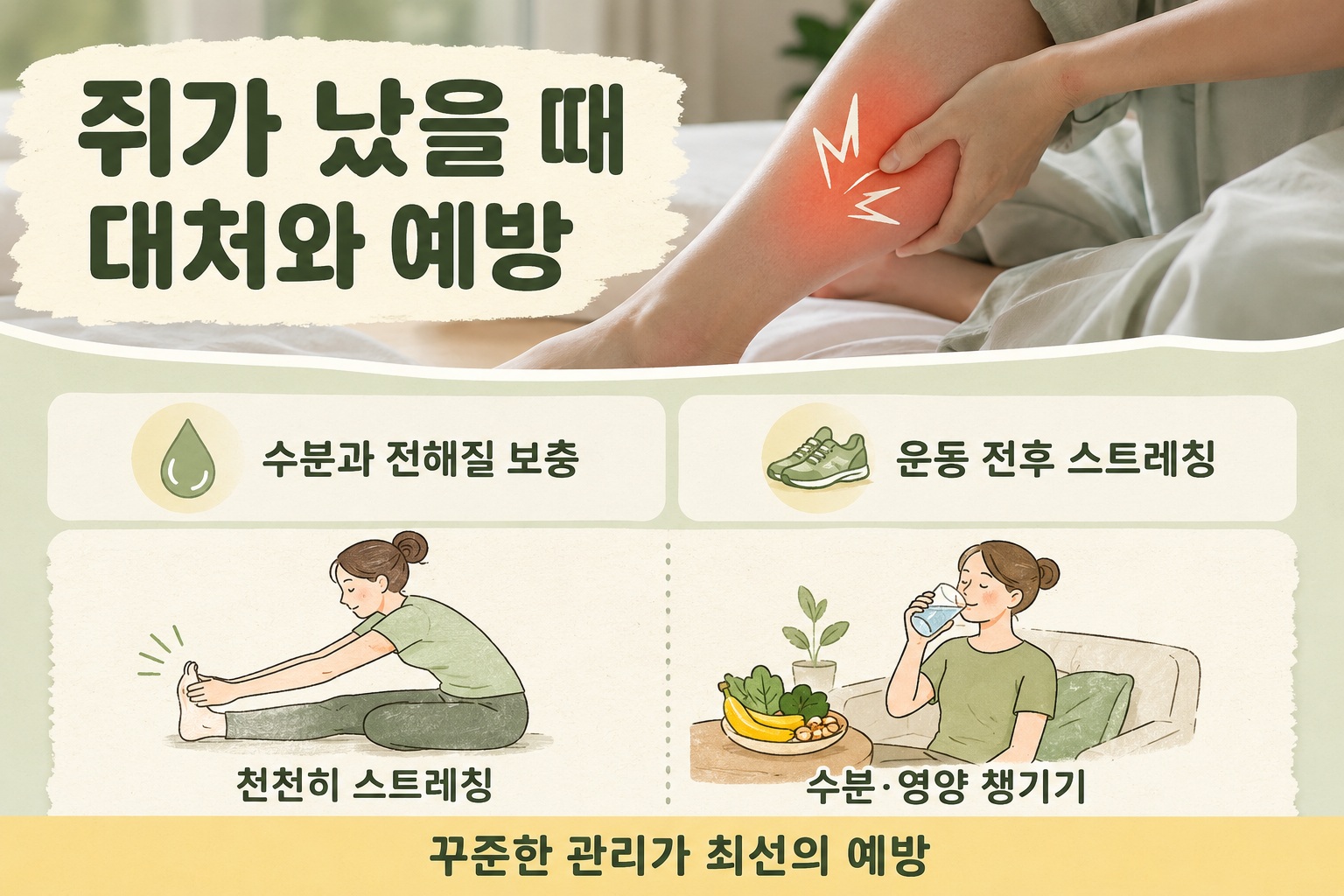 다리에 쥐 나는 이유, 자다가 종아리 경련 생기는 원인과 푸는 법