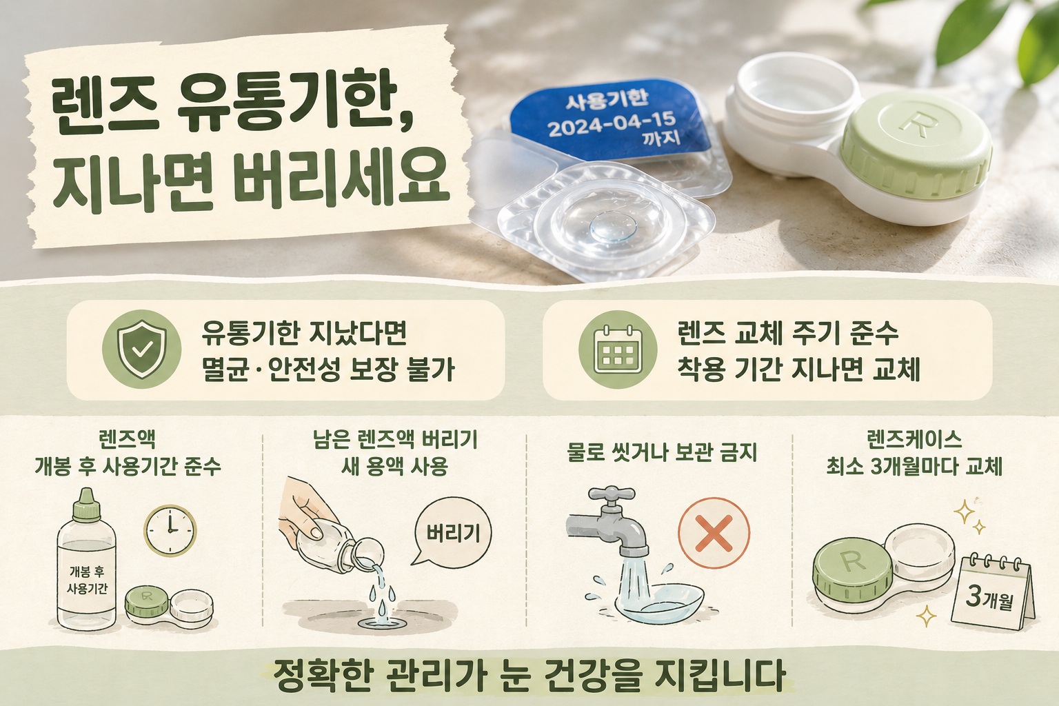 렌즈 유통기한 지났다면 써도 될까? 렌즈액·케이스까지 꼭 지켜야 할 사용기한