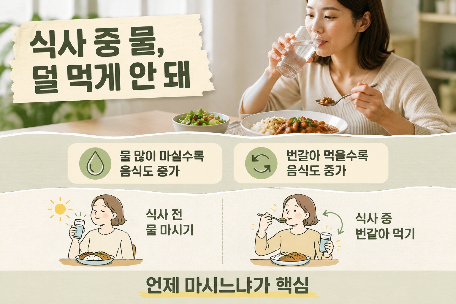 식사 중 물 마시기, 다이어트에 도움될까? 많이 마실수록 더 먹었다는 연구