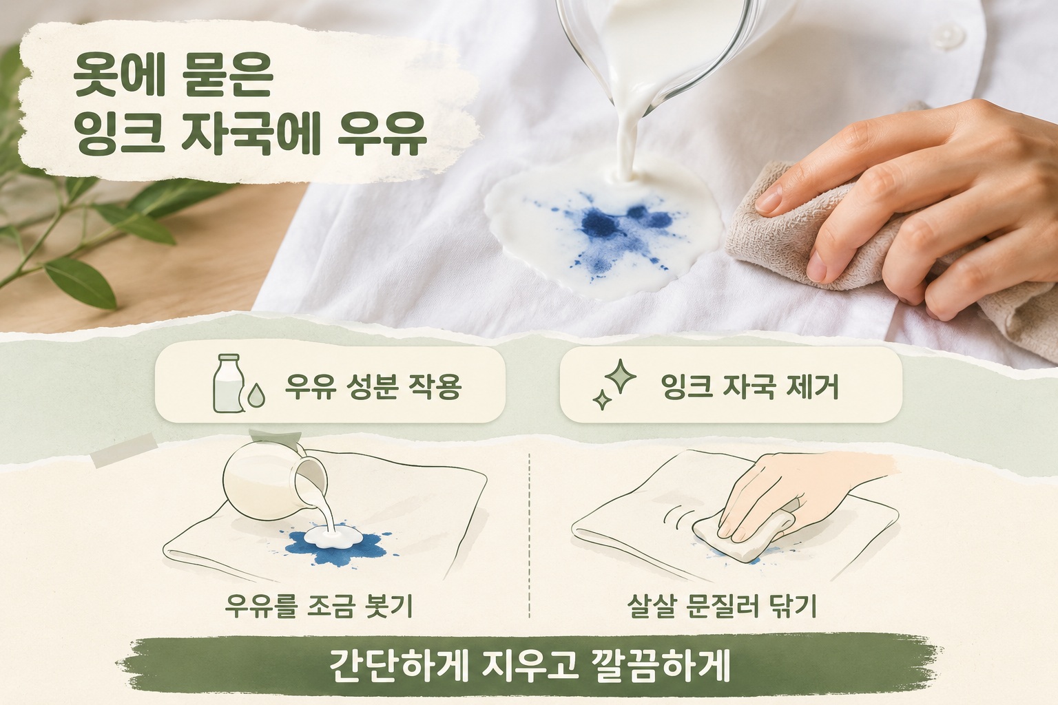 옷 잉크 얼룩 제거, 우유로 지우는 간단한 방법과 주의점