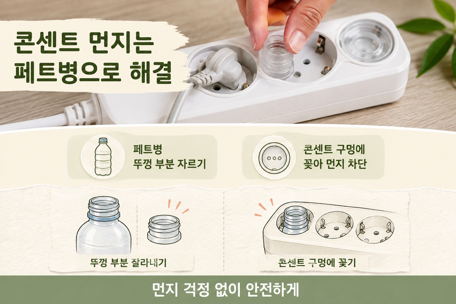 멀티탭 콘센트 먼지 막는 법, 페트병으로 간단하게 덮개 만드는 방법