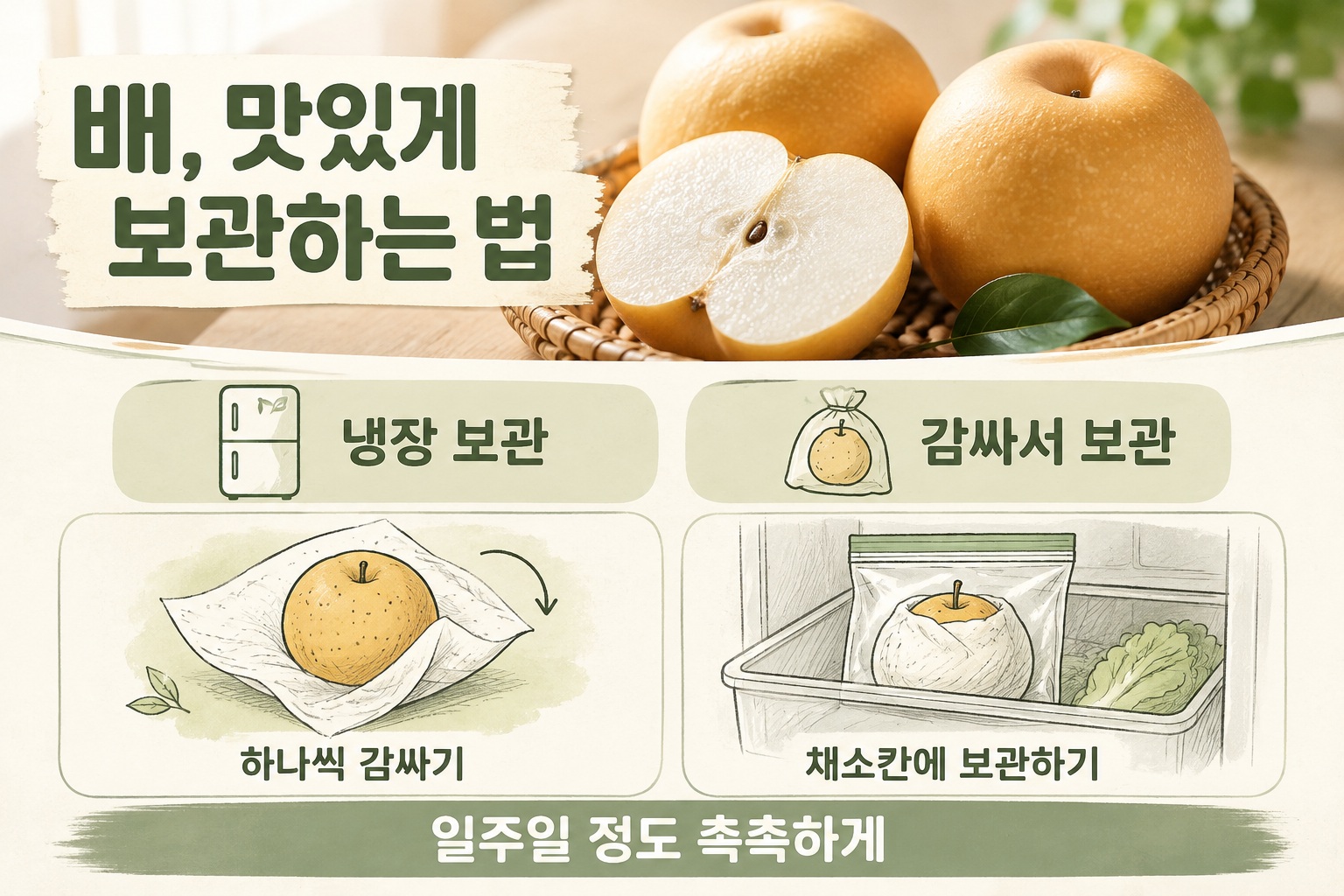 배 보관법, 상온보다 냉장이 좋은 이유와 아삭함 지키는 포장법