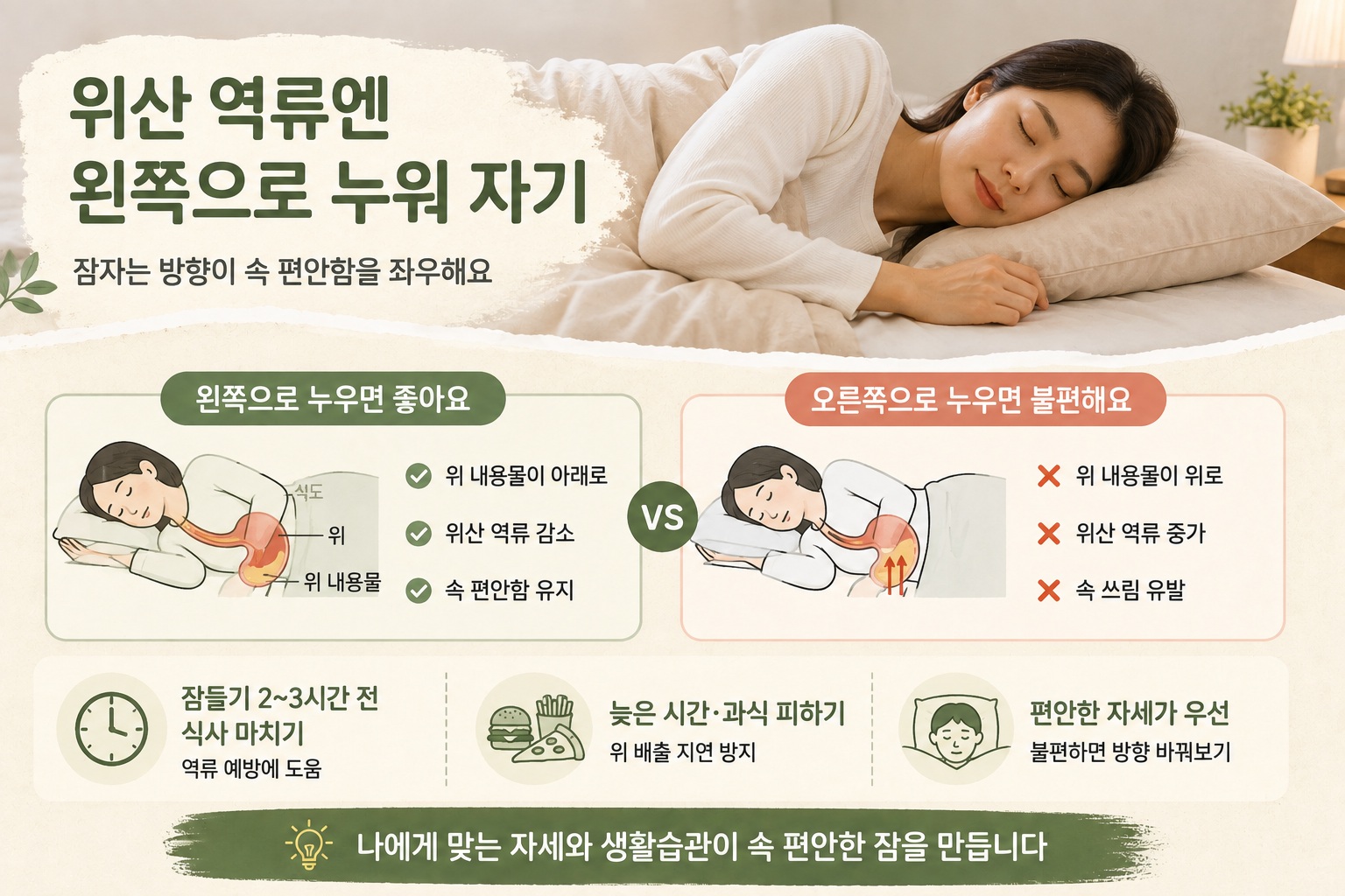 위산 역류 수면 자세, 신물 올라올 때 왼쪽으로 누워야 하는 이유