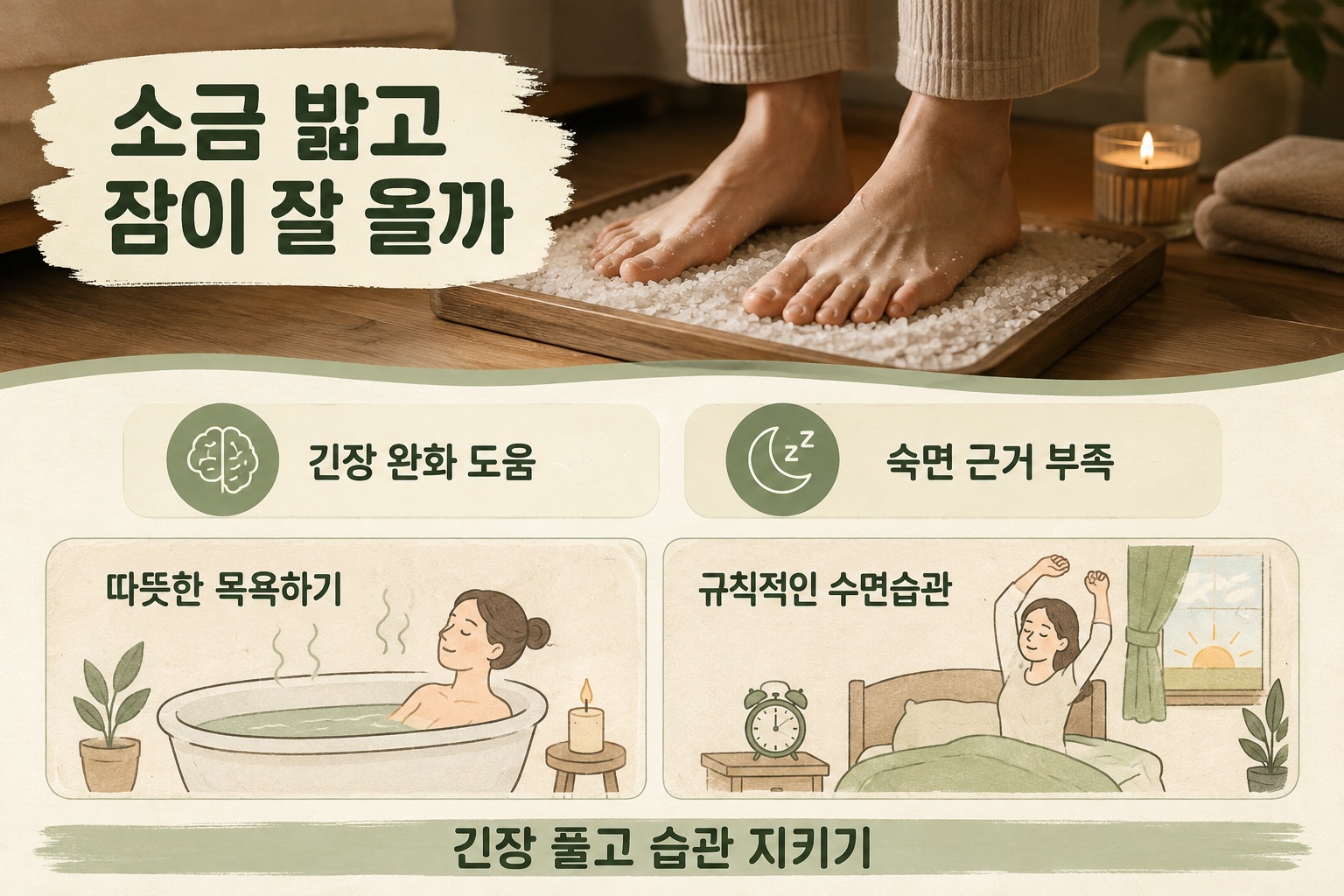 솔트 스텀핑 숙면 효과 있을까? 소금 밟기 과학적 근거와 더 나은 수면법