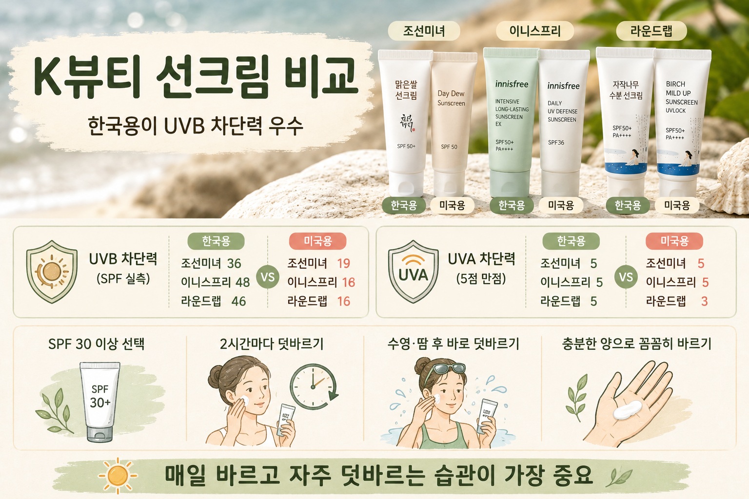 K뷰티 선크림 한국용·미국용 차이, 실측 SPF가 최대 3배 벌어진 이유